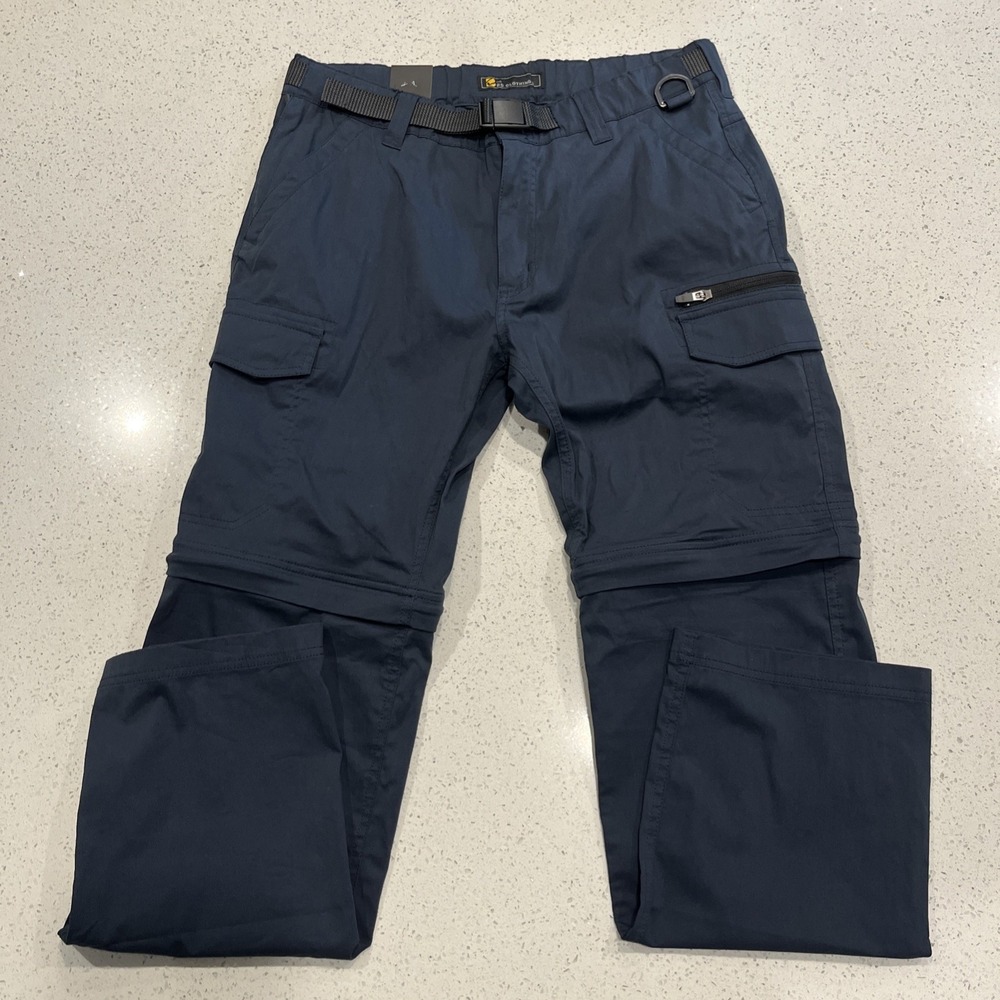 BC Clothing Convertible Cargo Pants Mens M-32 Blue Straight Leg  Hiking NWT
